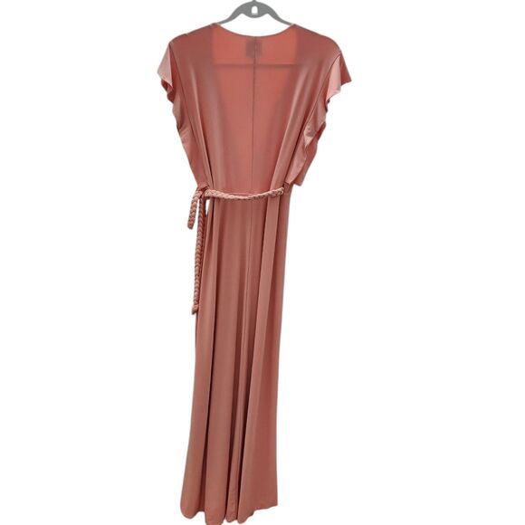 Misa Los Angeles Irina Wrap Maxi‎ Dress Small Pink Draped Formal Belted Ruffle - Picture 7 of 11